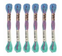 PATIKIL 6 Skeins Embroidery Floss, Polyester Embroidery Threads Bracelets String for Cross-Stitch Hand Embroidery, Green Blue