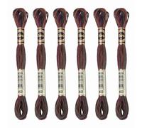 PATIKIL 6 Skeins Embroidery Floss, Polyester Embroidery Threads Bracelets String for Cross-Stitch Hand Embroidery, Brown Black