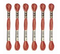 PATIKIL 6 Skeins Embroidery Floss, Polyester Embroidery Threads Bracelets String for Cross-Stitch Hand Embroidery, Brown Red