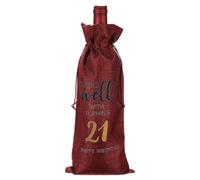 PATIKIL 6 x 14 Inch 21th Birthday Gift Wine Bottle Bag, 1 Pack Reusable Decorations Wine Bag with Drawstring for Friends Shower Favors Party, Red