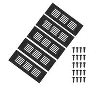 PATIKIL 6 x 2 Inch Door Air Vent Cover, 5pcs Aluminum Grille Ventilation Cover Louvered with Mounting Screws for Cabinet Wardrobe Door, Black
