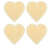 PATIKIL 6" x 6" Crochet Basket Bottom, 4Pcs Heart Shape Blank Crochet Knitting Wooden Base for DIY Craft Weaving Basket Making Supplies Home Decoration