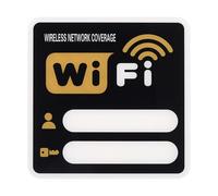PATIKIL 6" x 6" Wifi Password Sign, 1 Pcs Acrylic WiFi Sign Self Adhesive Writable Free Network Service Notice Board for Guest Room Host Home Office Hotel Restaurant Cafe, Gold