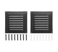 PATIKIL 6"x6" Aluminum Gable Vent, 2Pcs Exterior Wall Outlet Vent Square Soffit Vents HVAC Louver Air Grille with Built-in Screen for House Attic Garage Ceiling, Black