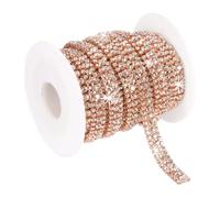PATIKIL 6 Yards Rhinestone Chain Roll, 3 Rows Crystal Close Chain Bling Sewing Trim Strip for Clothing Crafts, DIY Costume Decoration, Bag Rim Embellishment, Rose Gold/White