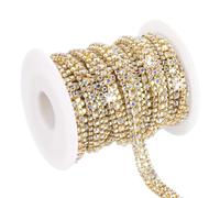 PATIKIL 6 Yards Rhinestone Chain Roll, 3 Rows Crystal Close Chain Bling Sewing Trim Strip for Clothing Crafts, DIY Costume Decoration, Bag Rim Embellishment, Gold/AB Colorful