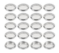 PATIKIL 60 mm Circular Soffit Vent, 20 Pcs Stainless Steel Round Mesh Hole Air Vents Dual Panel Round Mesh Hole Louver for Kitchen Wardrobes Shoe Sundry Cabinets Bathroom, Silver
