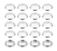 PATIKIL 60 mm Circular Soffit Vent, 20 Pcs Stainless Steel Round Mesh Hole Air Vents Dual Panel Round Mesh Hole Louver for Kitchen Wardrobes Shoe Sundry Cabinet Bathroom, Silver