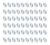 PATIKIL 60 Pack 15-18mm Double Ear Hose Clamp, Galvanized Steel O Clip Crimp Rings for Fuel Petrol Pipe Tube Fitting Connections, Silver Tone