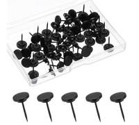 PATIKIL 60 Pcs Flat Push Pins, Black Metal Thumb Tacks Thumbtacks Push Stick Pin for Bulletin Board Cork Tack Board Wall Maps Shadow Box Display Picture Hanging Craft