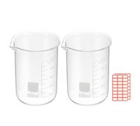 PATIKIL 600ml Glass Beaker, 2 Pack Measuring Glass Beaker Graduated Borosilicate Lab Cups Mug Low Form Heat Safe Transparent with Spout Label for Laboratory Science Kitchen Liquids