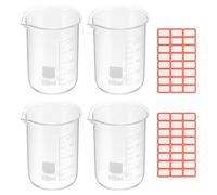 PATIKIL 600ml Glass Beaker, 4 Pack Measuring Glass Beaker Graduated Borosilicate Lab Cups Mug Low Form Heat Safe Transparent with Spout Label for Laboratory Science Kitchen Liquids