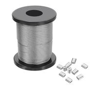 PATIKIL 60m 1.2mm Wire Rope, 304 Stainless Steel Bright Aircraft Cable Wire Rope with 50pcs Crimping Sleeves 60m 1.5mm Hanging Lights Clotheslines Trellis, Silver