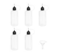 PATIKIL 60ml 2oz Needle Oiler, 5Pcs Glue Applicator Bottle Needle Tip Squeeze Bottle with Stainless Needle Tip and Filter Cup for Gun Oil DIY Craft, White