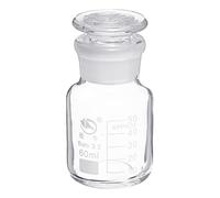 PATIKIL 60mL Reagent Media Bottle, 1Pcs Round 3.3 Borosilicate Glass Graduated Storage Bottle with Clear Cap for Chemistry Lab Universities Home, Clear