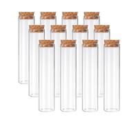 PATIKIL 60ml Test Tubes, 12pcs 4.72x1.18 Glass Clear Flat Bottom Test Tube Containers with Cork Stopper for Bead Party Candy Bath Salt Storage Scientific Experiment Plant Propagation