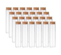 PATIKIL 60ml Test Tubes, 24pcs 4.72x1.18 Glass Clear Flat Bottom Test Tube Containers with Cork Stopper for Bead Party Candy Bath Salt Storage Scientific Experiment Plant Propagation