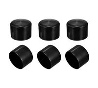PATIKIL 60mm/2.36" Rubber End Caps, 6 Pcs Screw Caps Covers Flexible Blot Protector PVC for Screw Bolt Ends Tube Thread Caps, Black