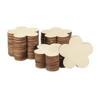 PATIKIL 60mm Wooden Flowers, 50 Pack Unfinished Wood Flowers Blank Wooden Cutouts Ornaments Natural Wood Pieces for Christmas Party Craft Projects
