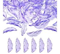 PATIKIL 60Pcs Acrylic Leaf Beads, 40 x 14 mm Translucent Frosted Feather Pendants Spacer Bead Charms for DIY Jewelry Making Bracelets Necklace (Purple)