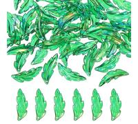 PATIKIL 60Pcs Acrylic Leaf Beads, 40 x 14 mm Translucent Frosted Feather Pendants Spacer Bead Charms for DIY Jewelry Making Bracelets Necklace (Gradient Multicolor)
