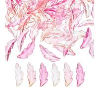 PATIKIL 60Pcs Acrylic Leaf Beads, 40 x 14 mm Translucent Frosted Feather Pendants Spacer Bead Charms for DIY Jewelry Making Bracelets Necklace (Pink)