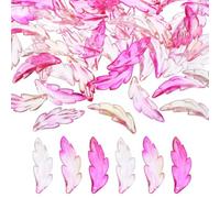 PATIKIL 60Pcs Acrylic Leaf Beads, 40 x 14 mm Translucent Frosted Feather Pendants Spacer Bead Charms for DIY Jewelry Making Bracelets Necklace (Rose)