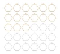 PATIKIL 60pcs Open Bezels, Resin Bezels Pendants Open Back Bezels Geometric Pressed Charm Bulk Alloy Hollow Frame for Resin Making s, Hexagon, Silver Gold