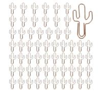 PATIKIL 60Pcs Paper Clip, Cactus Shape Metal Paper Clip Rust-Proof Small Cute Lovely Decorative Bookmarks for Notebook Document Office Home Supplies, Rose Gold