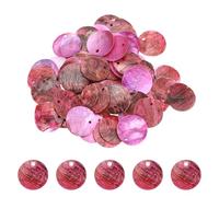 PATIKIL 60Pcs Shell Beads for Jewelry Making, 15mm Natural Flat Round Shell Coin Charms Seashells for Crafting Handcraft Clothing Decor, Rose Red
