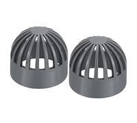 PATIKIL 63mm ID Atrium Drain Grate Cover, 2 Pack Round Outdoor UPVC Sewer Drain Pipe Fitting Adapter for Drainage System, Gray