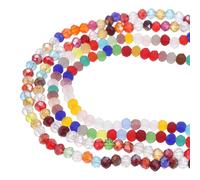 PATIKIL 640Pcs 3mm Faceted Round Glass Beads, Crystal Briolette Loose Spacer Rondelle Beads Strands for Jewelry Making Bracelet Necklace Earrings DIY Craft, AB/Frosted Colors Series