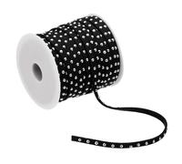 PATIKIL 65.6ft Studded Faux Suede Cord Rope for Jewelry Making, 5mm Micro Fibre Flat Leather Lace Beading String Ribbon with Rivets, Black Silver