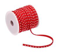 PATIKIL 65.6ft Studded Faux Suede Cord Rope for Jewelry Making, 5mm Micro Fibre Flat Leather Lace Beading String Ribbon with Rivets, Red Silver