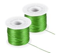 PATIKIL 656 Feet / 218 Yard Metallic Cord Tinsel Ornament String, 1mm Tag Cord Non Stretch Twine Thread for Gift Wrapping Craft Jewelry Making, Light Green 2 Spool