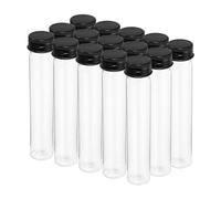 PATIKIL 65ml Plastic Test Tubes with Screw Caps, 15Pcs 150x27mm Flat Bottom Tubes for Scientific Party Decoration Candy Bead Storage Bath Salt, Black