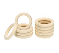 PATIKIL 65mm/2.56" Unfinished Wooden Rings, 10 Pack Natural Solid Wood Rings Circle for DIY Craft Ring Pendant Connectors, Wood Color