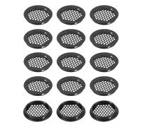 PATIKIL 65mm Circular Air Vents, 15 Pcs Round Mesh Hole Flat Soffit Vents Stainless Steel Dual Panel Round Mesh Hole Louver for Bathroom Kitchen Wardrobes Shoe Sundry Cabinets, Black