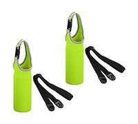 PATIKIL 67mmx185mm Water Bottle Sling Bag, 2 Pack Neoprene Portable Insulated Bottle Holder Carrier with Removable Adjustable Shoulder Strap Fluorescent Green