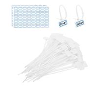 PATIKIL 6inch Zip Ties, 100pcs Cable Ties Tags Nylon Wire Marking Label Self Locking Plastic Straps Write on with Label Tags Paper for Organization Cord Network Ethernet Marking, White