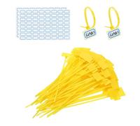 PATIKIL 6inch Zip Ties, 100pcs Cable Ties Tags Nylon Wire Marking Label Self Locking Plastic Straps Write on with Label Tags Paper for Organization Cord Network Ethernet Marking, Yellow