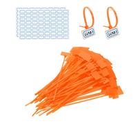 PATIKIL 6inch Zip Ties, 100pcs Cable Ties Tags Nylon Wire Marking Label Self Locking Plastic Straps Write on with Label Tags Paper for Organization Cord Network Ethernet Marking, Orange