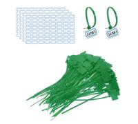 PATIKIL 6inch Zip Ties, 200pcs Cable Ties Tags Nylon Wire Marking Label Self Locking Plastic Straps Write on with Label Tags Paper for Organization Cord Network Ethernet Marking, Green