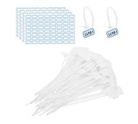 PATIKIL 6inch Zip Ties, 200pcs Cable Ties Tags Nylon Wire Marking Label Self Locking Plastic Straps Write on with Label Tags Paper for Organization Cord Network Ethernet Marking, White