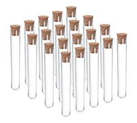 PATIKIL 6ml Plastic Test Tubes with Cork Stoppers, 20Pcs 78x13mm Tubes for Scientific Party Decoration Candy Bead Storage Bath Salt Lab Use, Clear