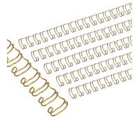 PATIKIL 6mm (1/4") Double Loop Wire Binding Combs, 100 Pcs Metal Twin Loop Binding Coils 20 Sheet Capacity 3:1 Pitch 32 Ring Binding Spines, Gold