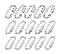 PATIKIL 6mm Chain Quick Links, 15 Pack Chain Connector Screw Locking Clips Hook Oval D Ring for Chandelier Backpack Tent, 304 Stainless Steel 882 Lbs Silver