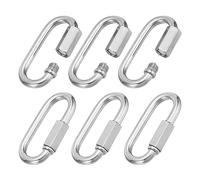 PATIKIL 6mm Chain Quick Links, 6 Pack Chain Connector Screw Locking Clips Hook Oval D Ring for Chandelier Backpack Tent, 304 Stainless Steel 882 Lbs Silver