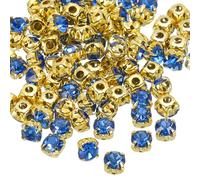 PATIKIL 6mm Claw Sew on Rhinestones Crystals, 100 Pcs Glass Metal Flatback Base Flower Claw Gems Crafts Sewing for Shoes Dress Clothes Needlework Belt Sewing Accessories, Light Blue