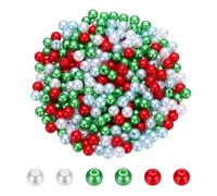 PATIKIL 6mm Colored Pearls, 500Pcs Pearl Beads for Jewelry Making Round ABS Craft Beads with Holes for Jewelry Making DIY Crafts Necklace Bracelet Earring, Pure White/Bold Red/Grass Green